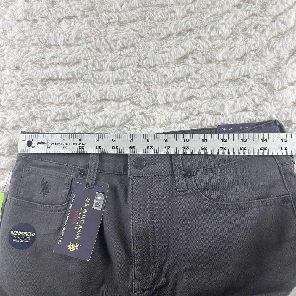 US POLO ASSN. Boys Size 18 Dark Gray 5 Pocket Jeans Brand New, Reinforced Knee - Picture 11 of 16